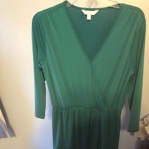 Teal Faux-wrap tulip skirt dress